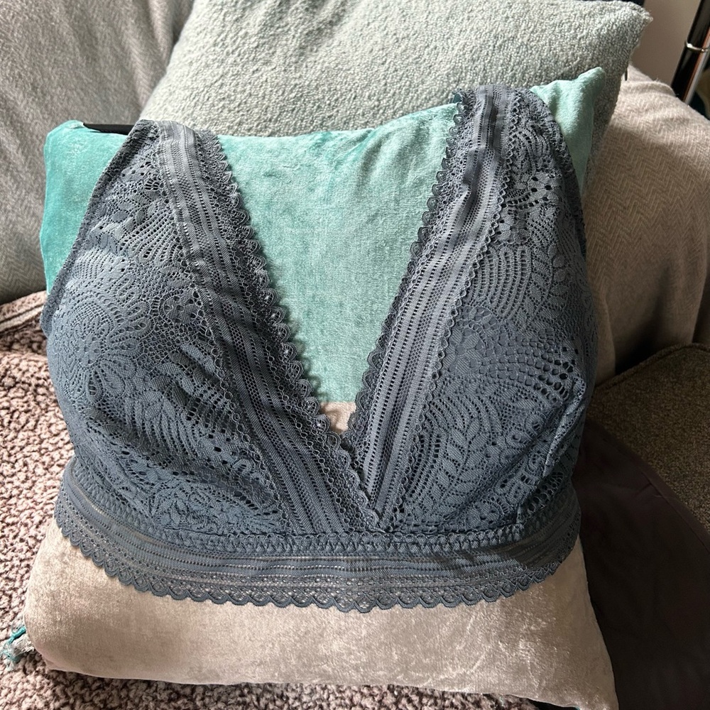 Lace Bralette in Grey Blue